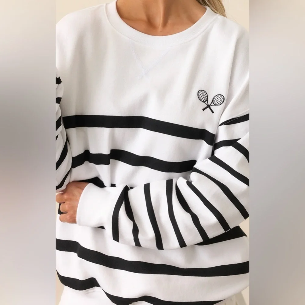 Z Supply Palisades Striped oversized sweatshirt S M NWT - Picture 2 of 7
